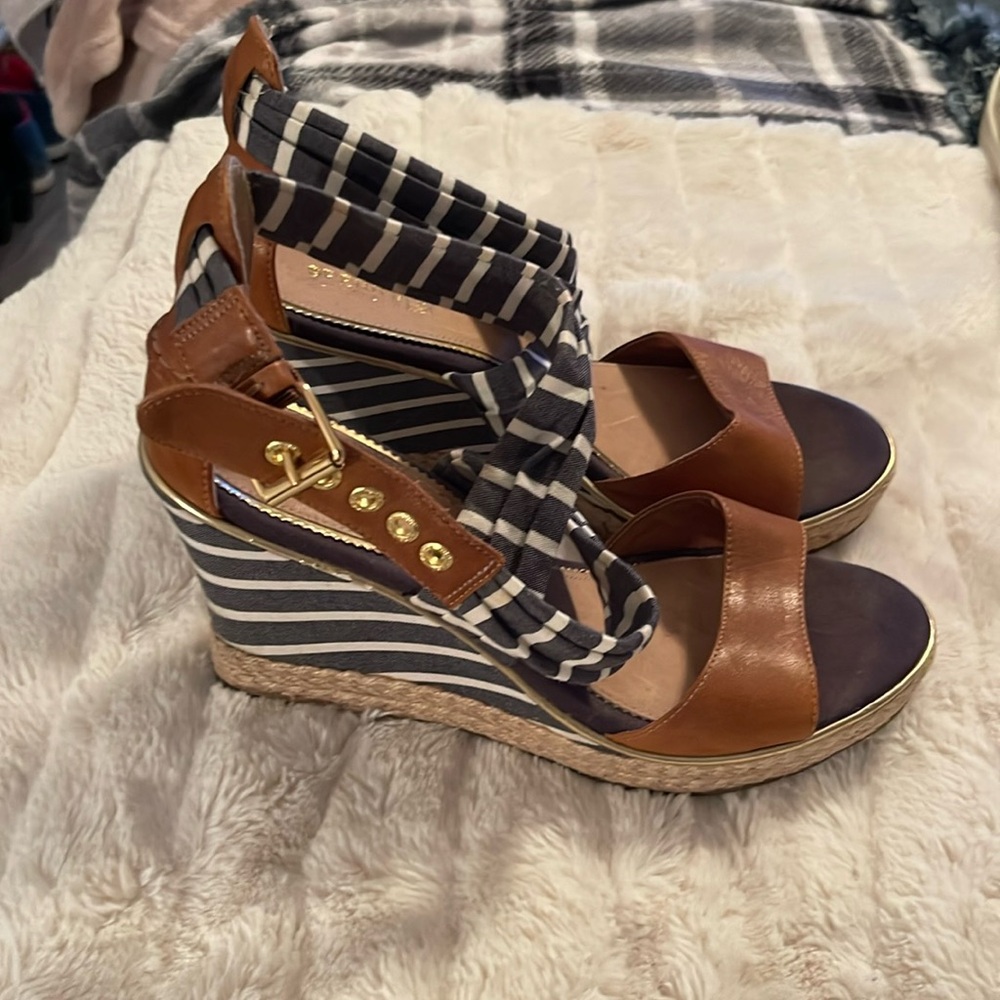 Aurora Nautical Sperry Topsider Espadrille Wedge Sandals, Size: 8.5